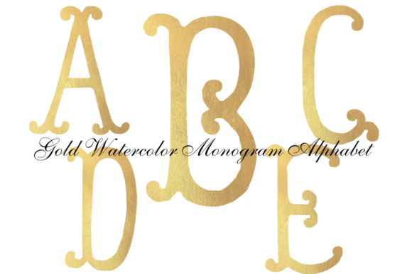 Download Gold Watercolor Monogram Alphabet PNG - Water Collection