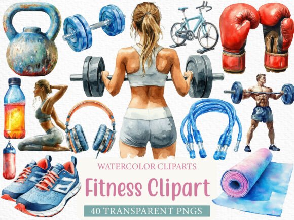 Download Watercolor Fitness Clipart Bundle - Water Collection