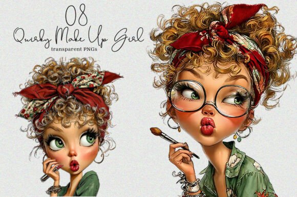 Download Watercolor Quirky Make Up Girl PNG - Water Collection